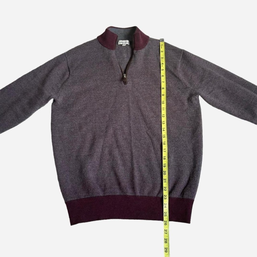 PETER MILLAR Burgundy Birdseye Quarter-Zip Merino Wool Pullover size L - Picture 4 of 8